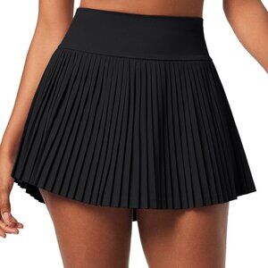 Pleated Tennis Skirt with Shorts Seamless High Waist Breathable Sport Skirt
